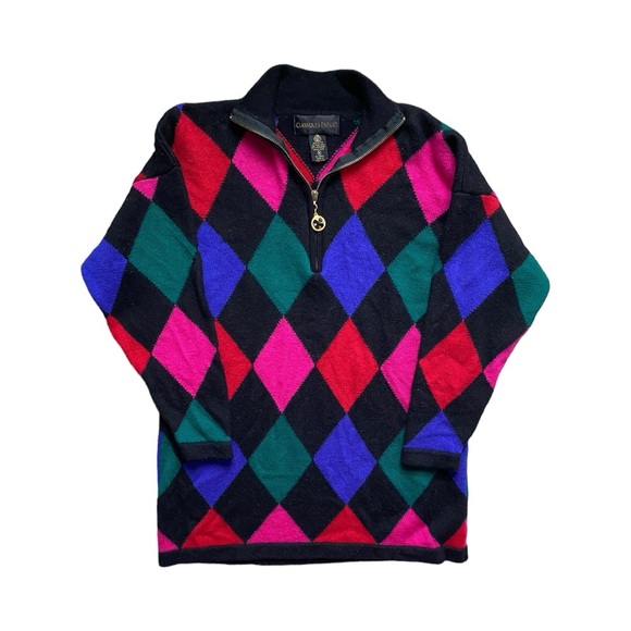 Classiques Entier Sweaters - Classiques Entier Vintage Merino Wool Argyle Quarter Zip Sweater Size Medium